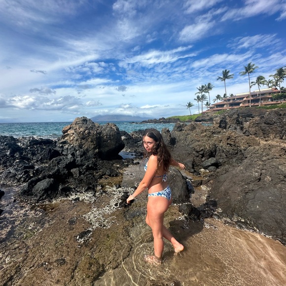 Blue hibiscus Triangle Bikini Set - Picture 3 of 3